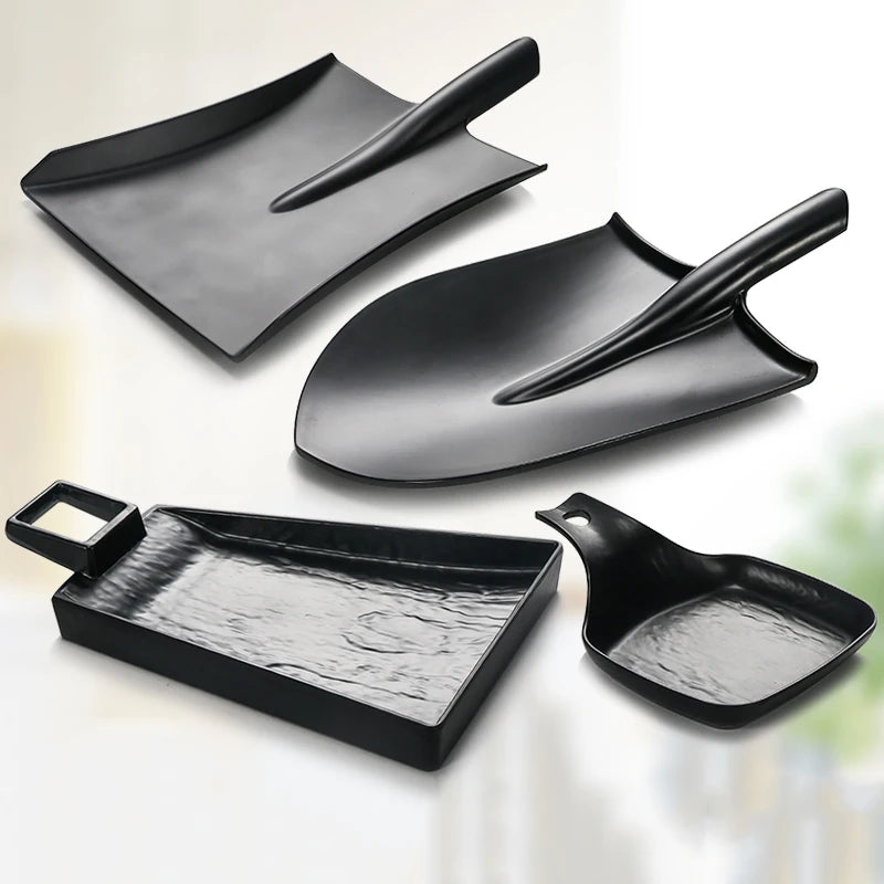 Modern Black Melamine Shaped Pan Tableware