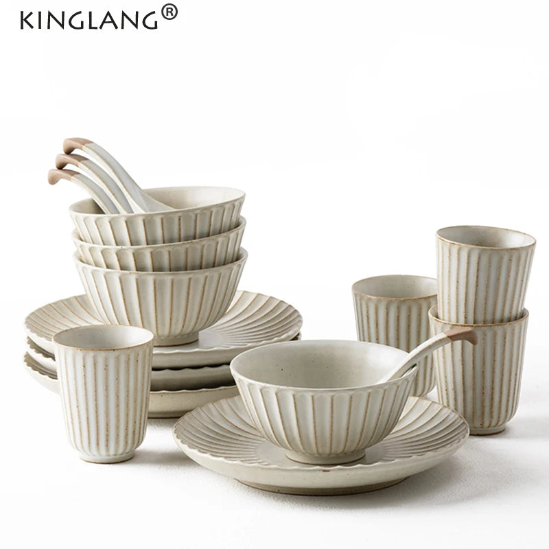 KINGLANG Retro Japanese Ceramic Dinner Set