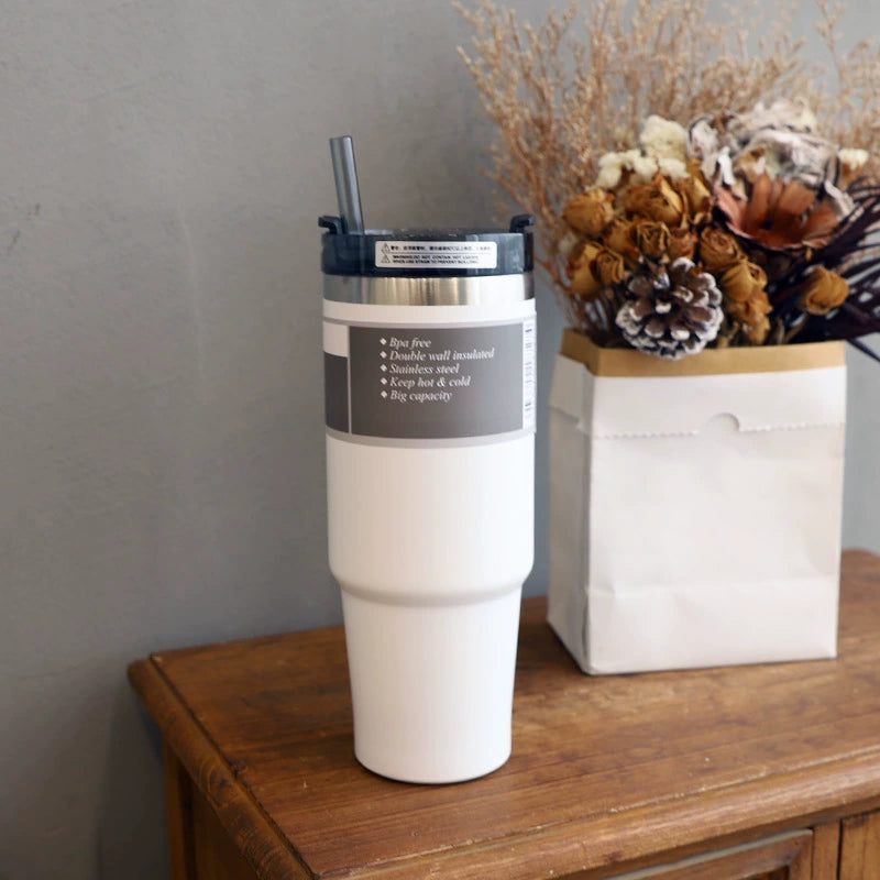 Stainless Steel Thermos Cup with Straw