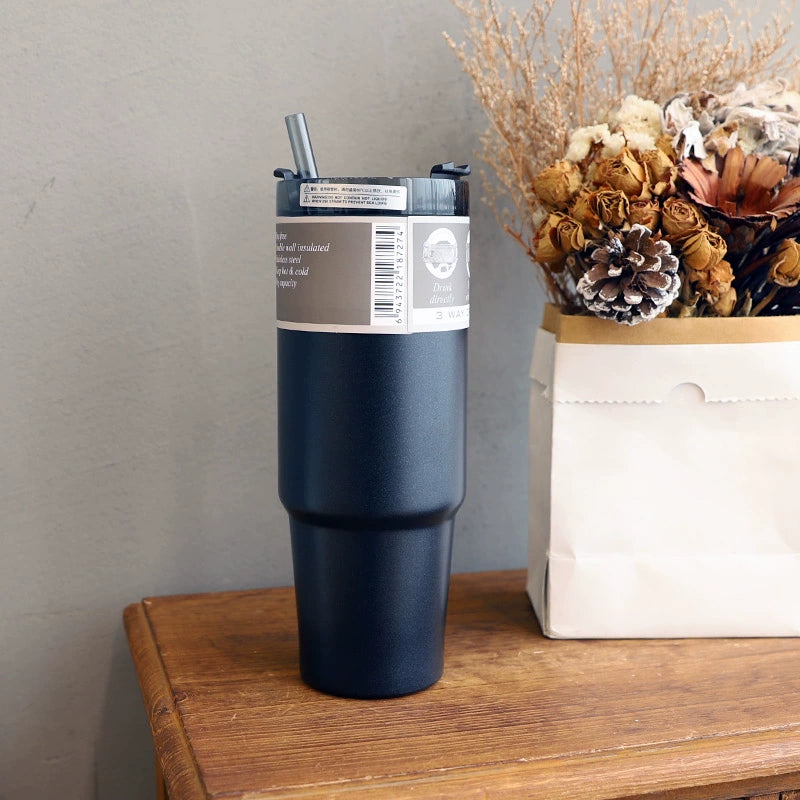 Stainless Steel Thermos Cup with Straw