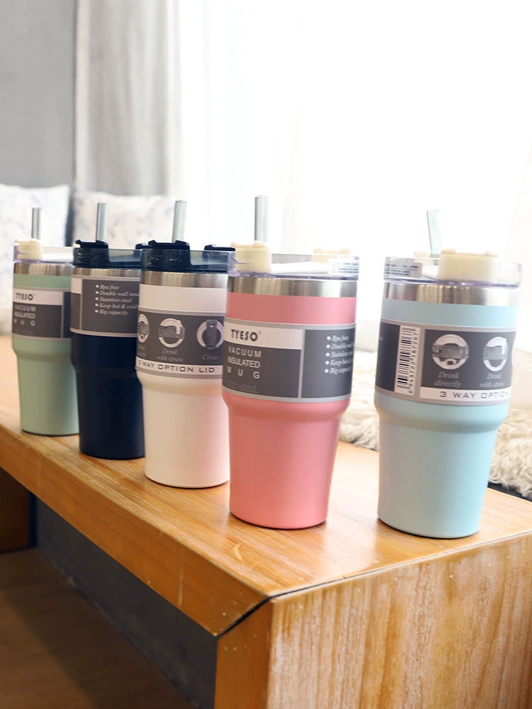 Stainless Steel Thermos Cup with Straw