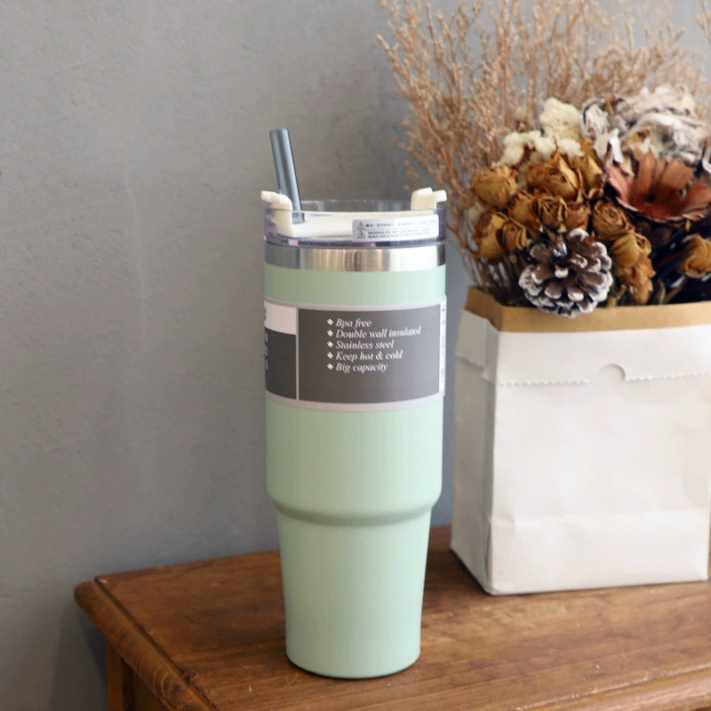 Stainless Steel Thermos Cup with Straw