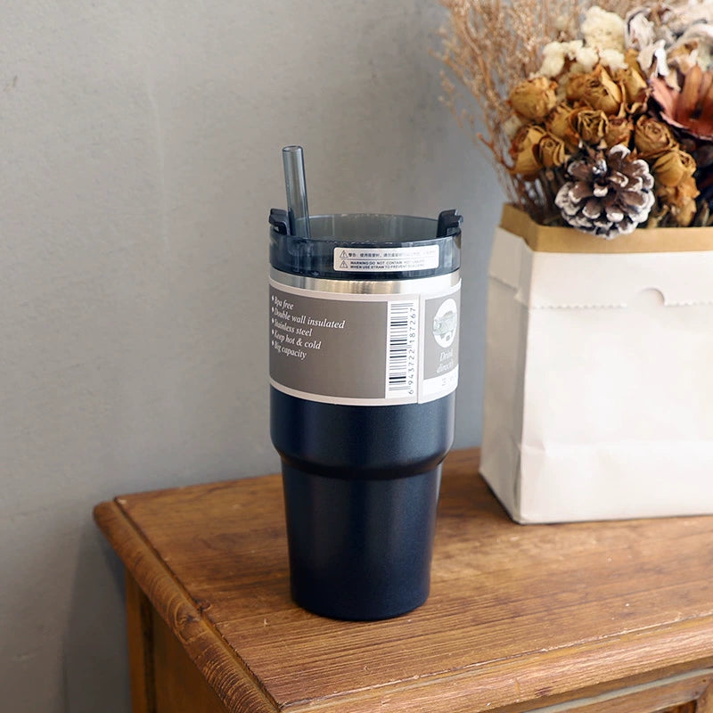 Stainless Steel Thermos Cup with Straw