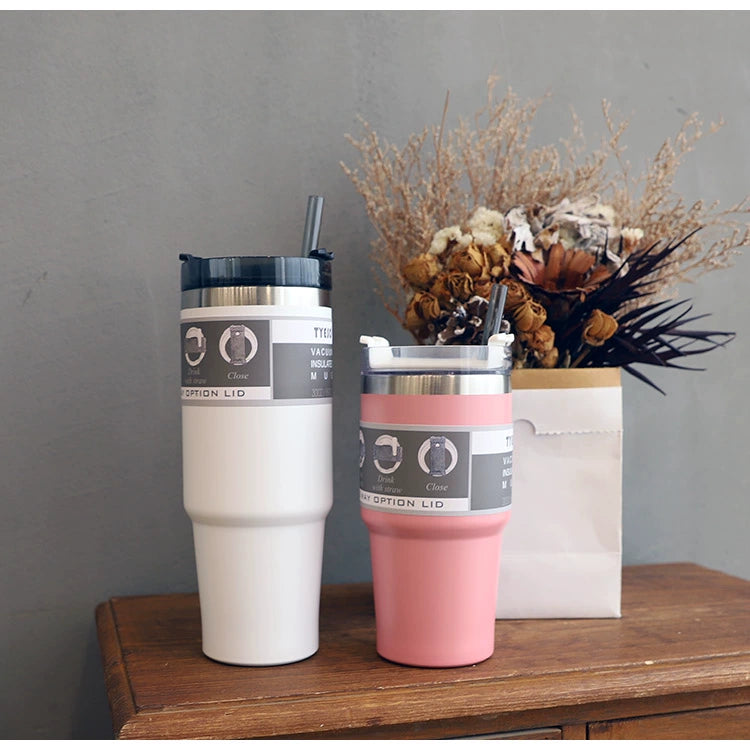 Stainless Steel Thermos Cup with Straw