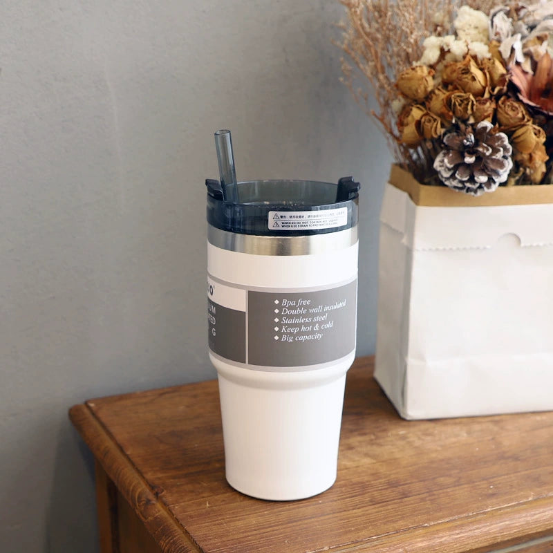 Stainless Steel Thermos Cup with Straw