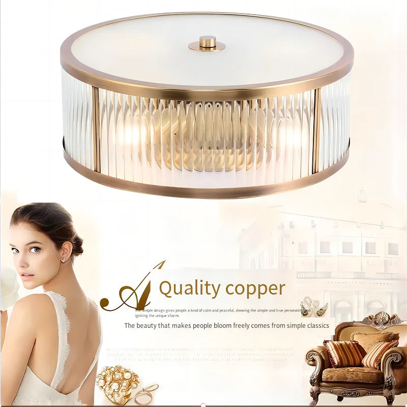 Copper Crystal LED Ceiling Light