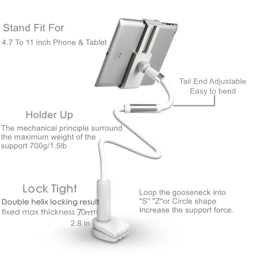 Adjustable 130cm Desktop & Bed Phone Holder