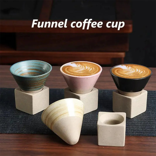 Triangular Cone Shape Pottery Coffee Cup