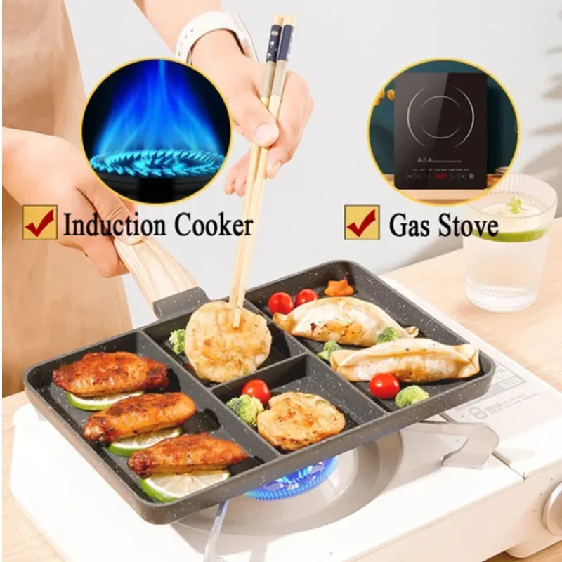 4 Hole Non-Sticky Steak Frying Pan, Meats Fish Steak Breakfast Pan