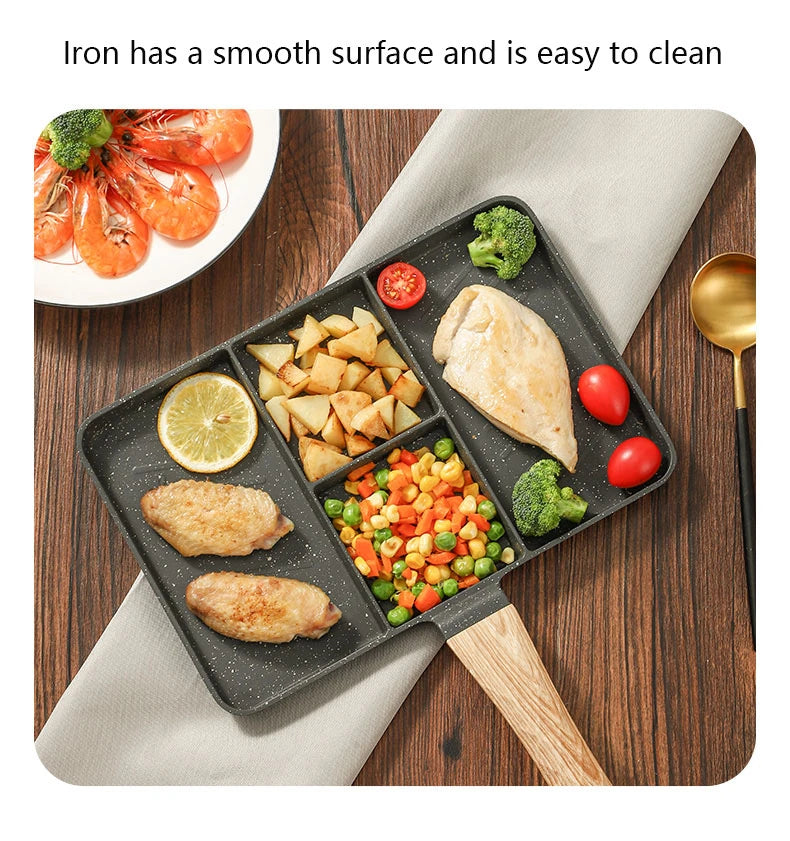 4 Hole Non-Sticky Steak Frying Pan, Meats Fish Steak Breakfast Pan