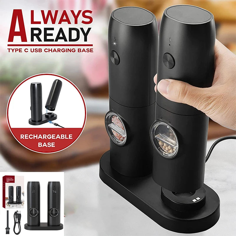 Rechargeable Automatic Salt & Pepper Grinder with LED Light