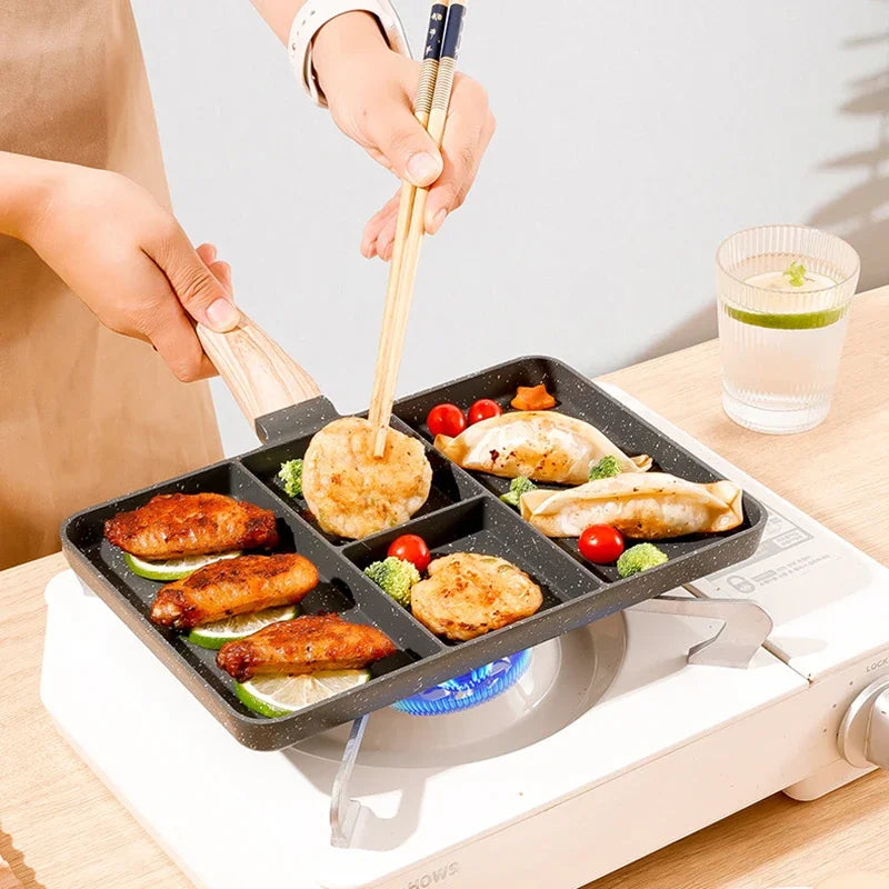 4 Hole Non-Sticky Steak Frying Pan, Meats Fish Steak Breakfast Pan