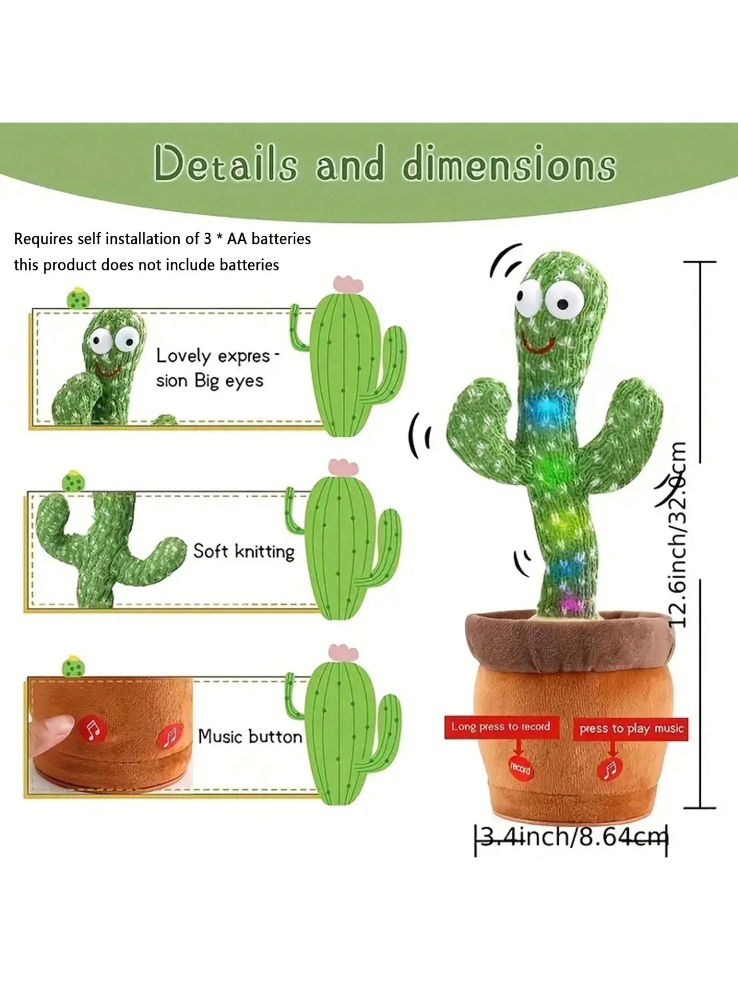 1pc-Dancing Talking Cactus Toys For Babies