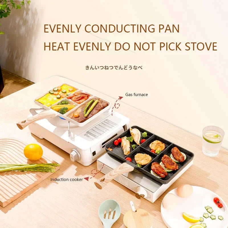 4 Hole Non-Sticky Steak Frying Pan, Meats Fish Steak Breakfast Pan