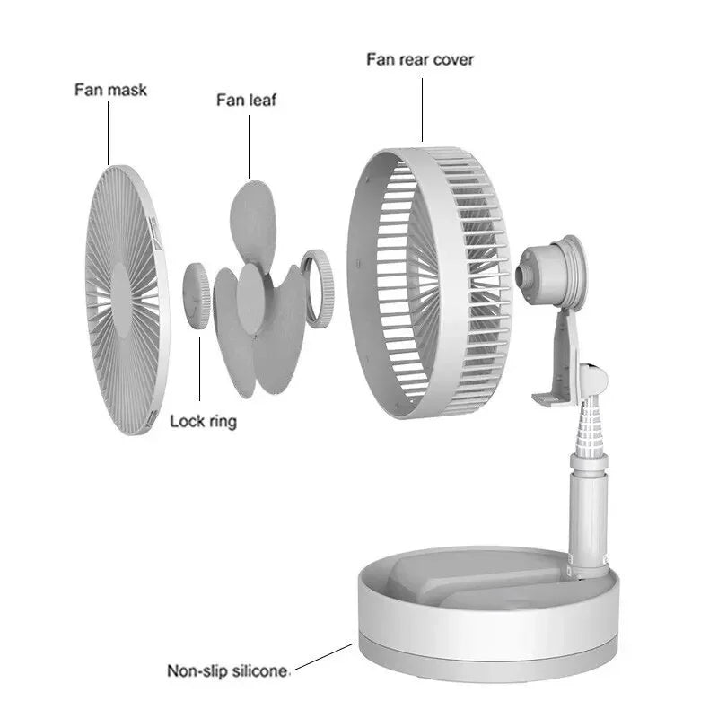 Rechargeable Wireless Folding Fan