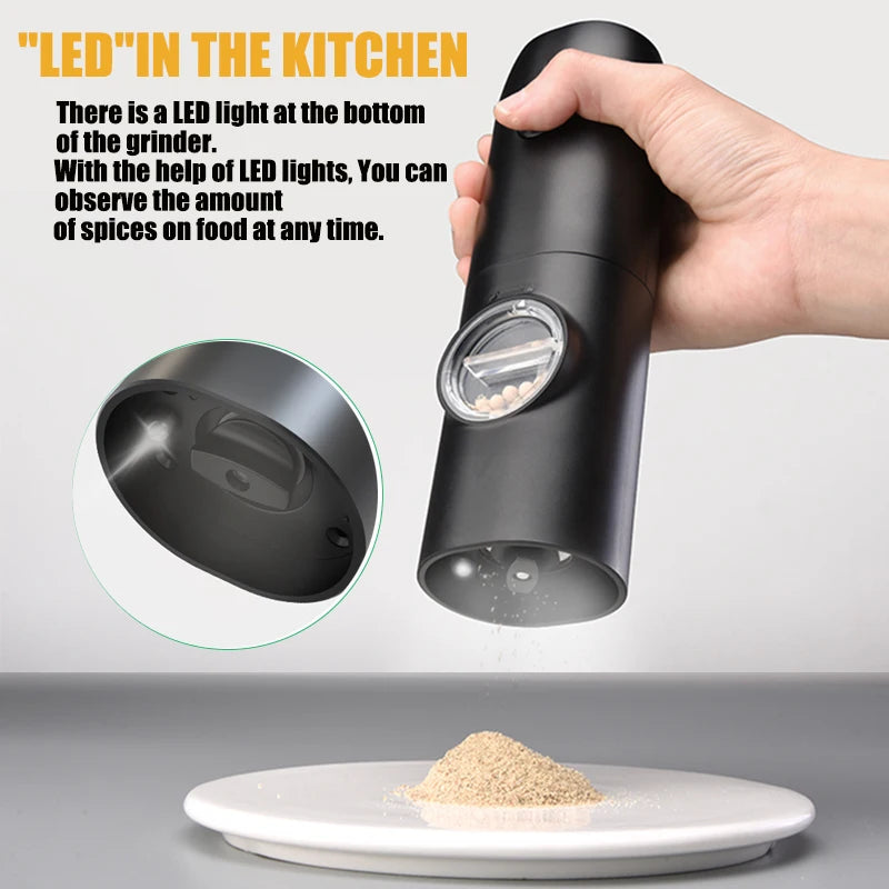 Rechargeable Automatic Salt & Pepper Grinder with LED Light