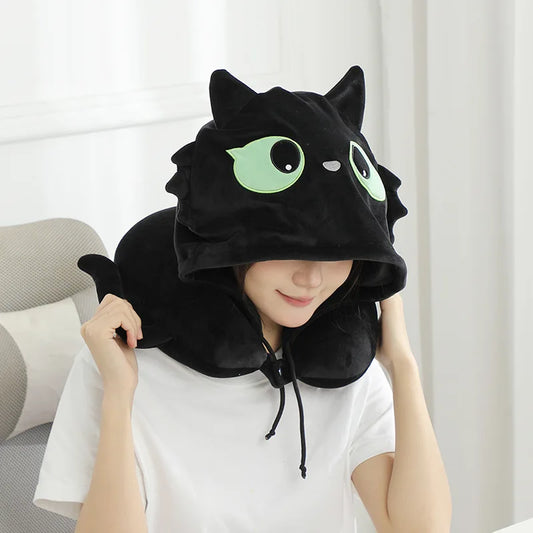 Cartoon Hooded Travel Pillow