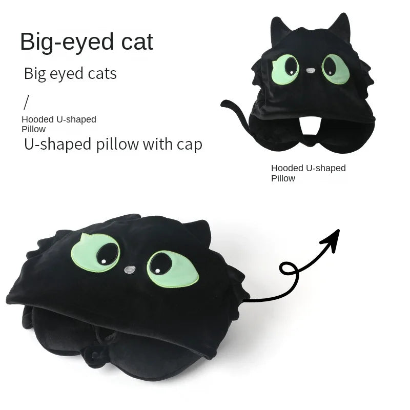 Cartoon Hooded Travel Pillow