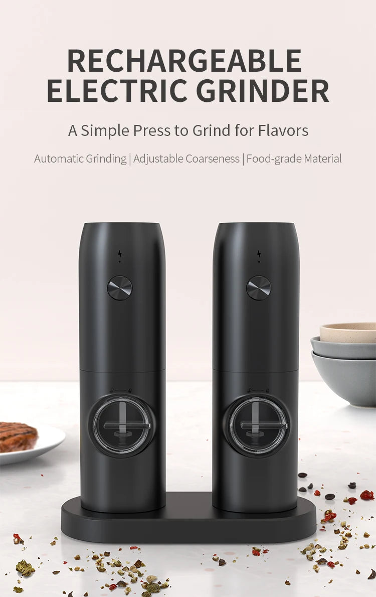 Rechargeable Automatic Salt & Pepper Grinder with LED Light