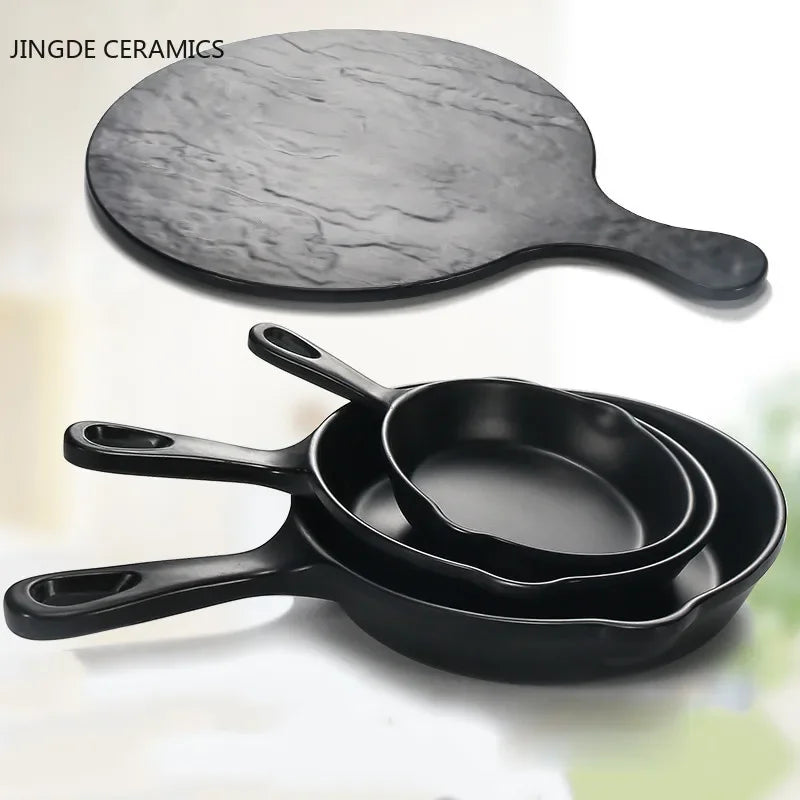 Modern Black Melamine Shaped Pan Tableware