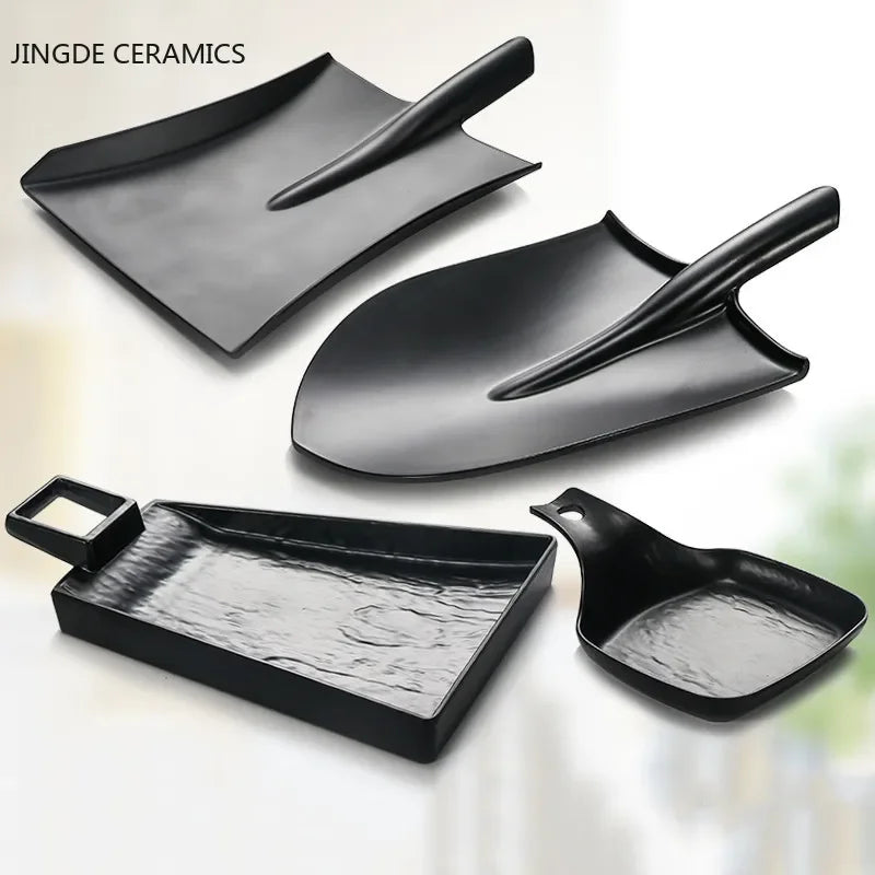 Modern Black Melamine Shaped Pan Tableware