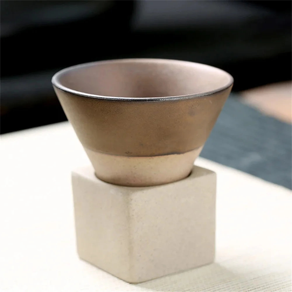 Triangular Cone Shape Pottery Coffee Cup