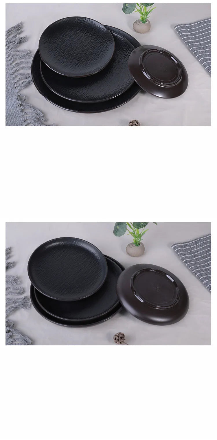 Black Frosted Melamine Dinner Plate - Elegant Tableware